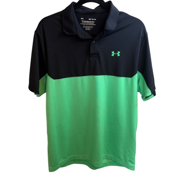 Under Armour Charcoal and Neon Green Performance Polo - Picture 1 of 4